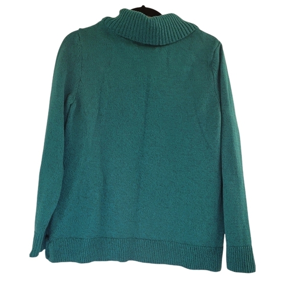 Karen Scott Women's Cotton Marled Shawl-Collar Sweater Dark Marine Green - Picture 4 of 9